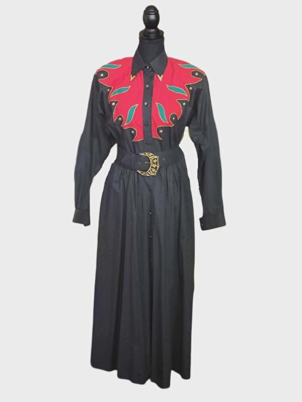 Lilia Smitty Exclusive Western Black Dress Red
